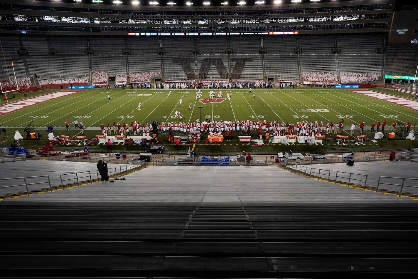 The stands at Camp Randall Stadium were empty during the first half against Illinois last month.