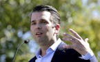 FILE - In this Nov. 4, 2016, file photo, Donald Trump Jr. campaigns for his father Republican presidential candidate Donald Trump in Gilbert, Ariz. Tr