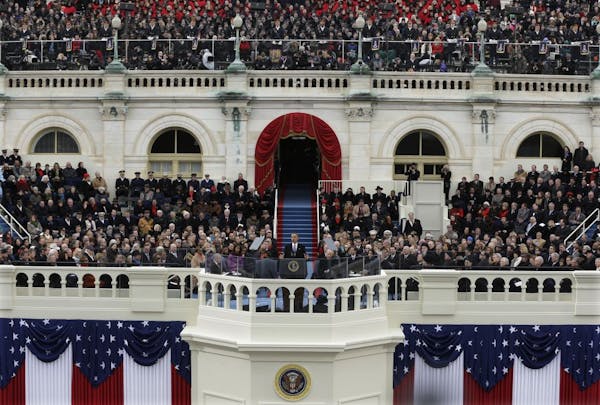 President Barack Obama speaks at the ceremonial swearing-in at the U.S. Capitol during the 57th Presidential Inauguration in Washington, Monday, Jan. 
