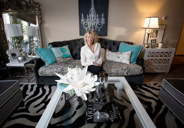 Designer Sue Hunter photographed in her Minnetonka apartment, which she decorated in contemporary style with "French flair."