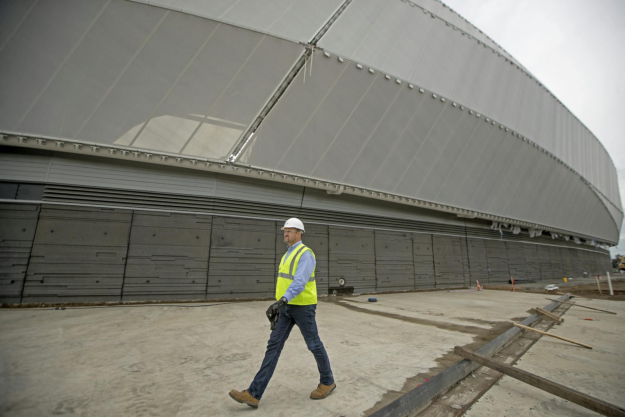 Bruce Miller, the architect for Populous, walked outside Allianz Field as he helped give a tour of the new soccer stadium Tuesday, August 28, 2018 in St. Paul, MN.