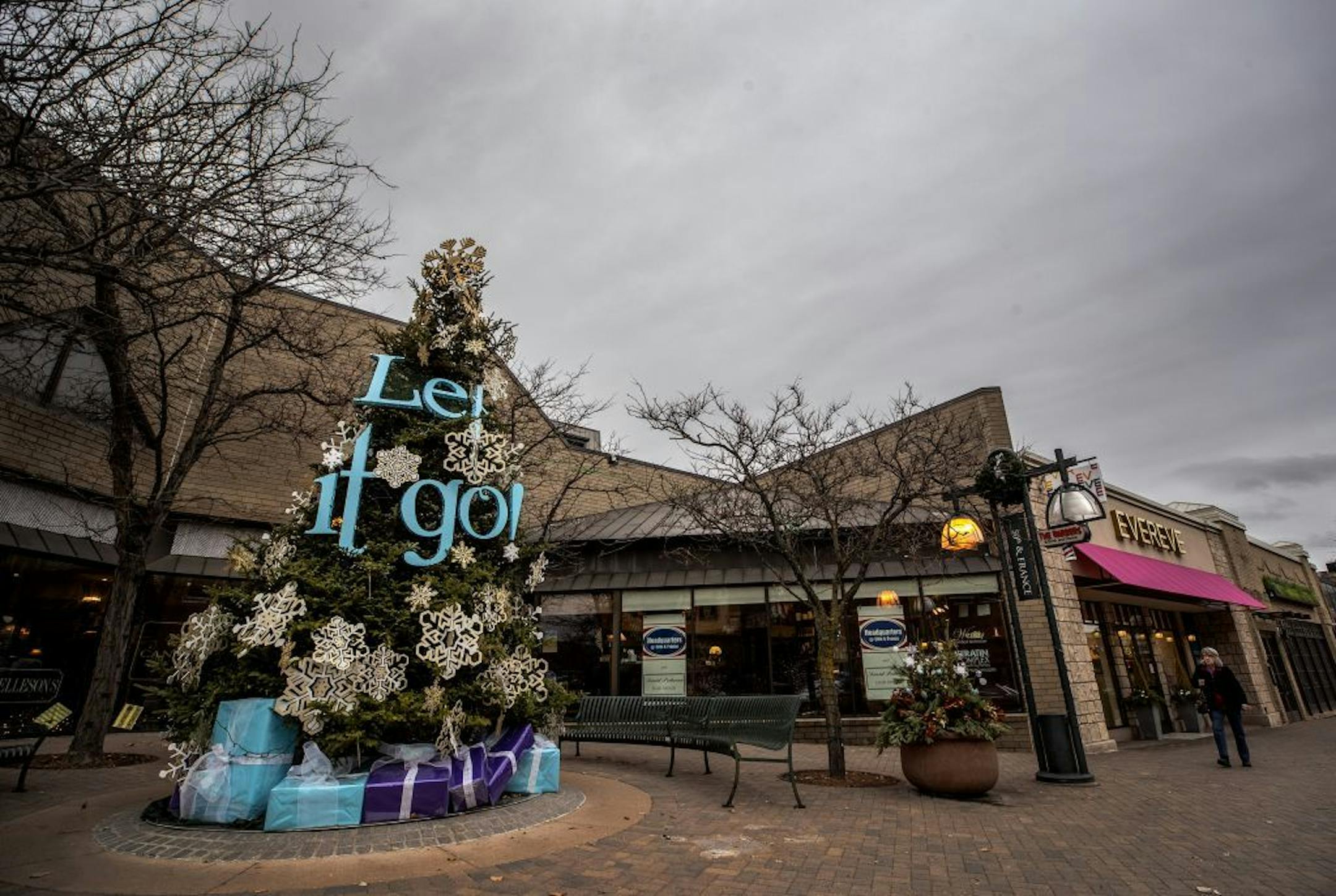 A Christmas tree on the shopping are of 50th & France in Edina.
