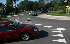 Traffic moved through the roundabout on 66th Street near Hwy. 77 in Richfield.