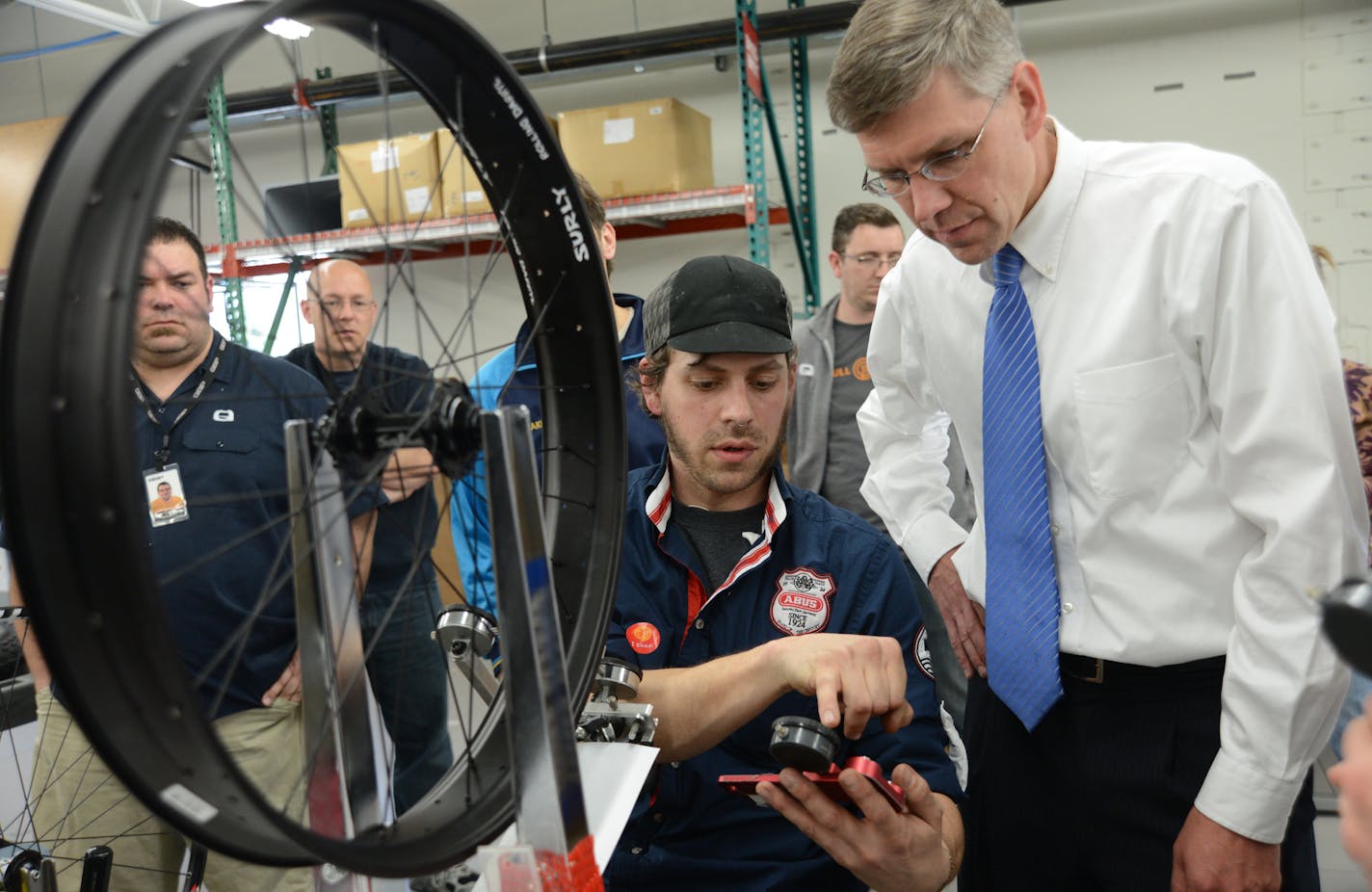 Steve Flagg, an economics major who fixed bikes 40 years ago at the Univiersity of Minnesota, has proved nothing if not that he can make a buck off the "green economy" and pedal power. His Bloomington-based Quality Bicycle Products, grew from 400 to 650 jobs, right through the recession. QBP has started manufacturing high-end "Surly" and "Salsa" brand bicycles in Minnesota, in addition to its nation-spanning parts business . Rep. Erik Paulsen [R-MN3], the Representative from Minnesota looked ove