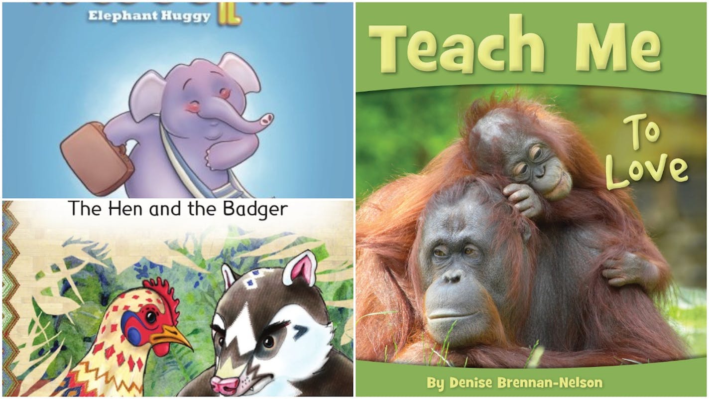 "The Hen and the Badger," "Teach Me To Love" and "The Elephant Huggy" are published by the St. Paul Library.