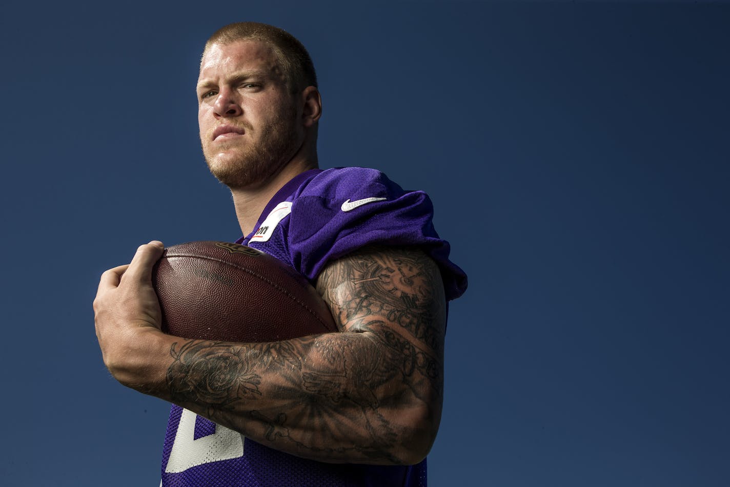 Minnesota Vikings tight end Kyle Rudolph. ] CARLOS GONZALEZ cgonzalez@startribune.com - August, 2015, Mankato, MN, NFL, Minnesota Vikings Training Camp, Minnesota State University, Mankato, ORG XMIT: MIN1508191622532139