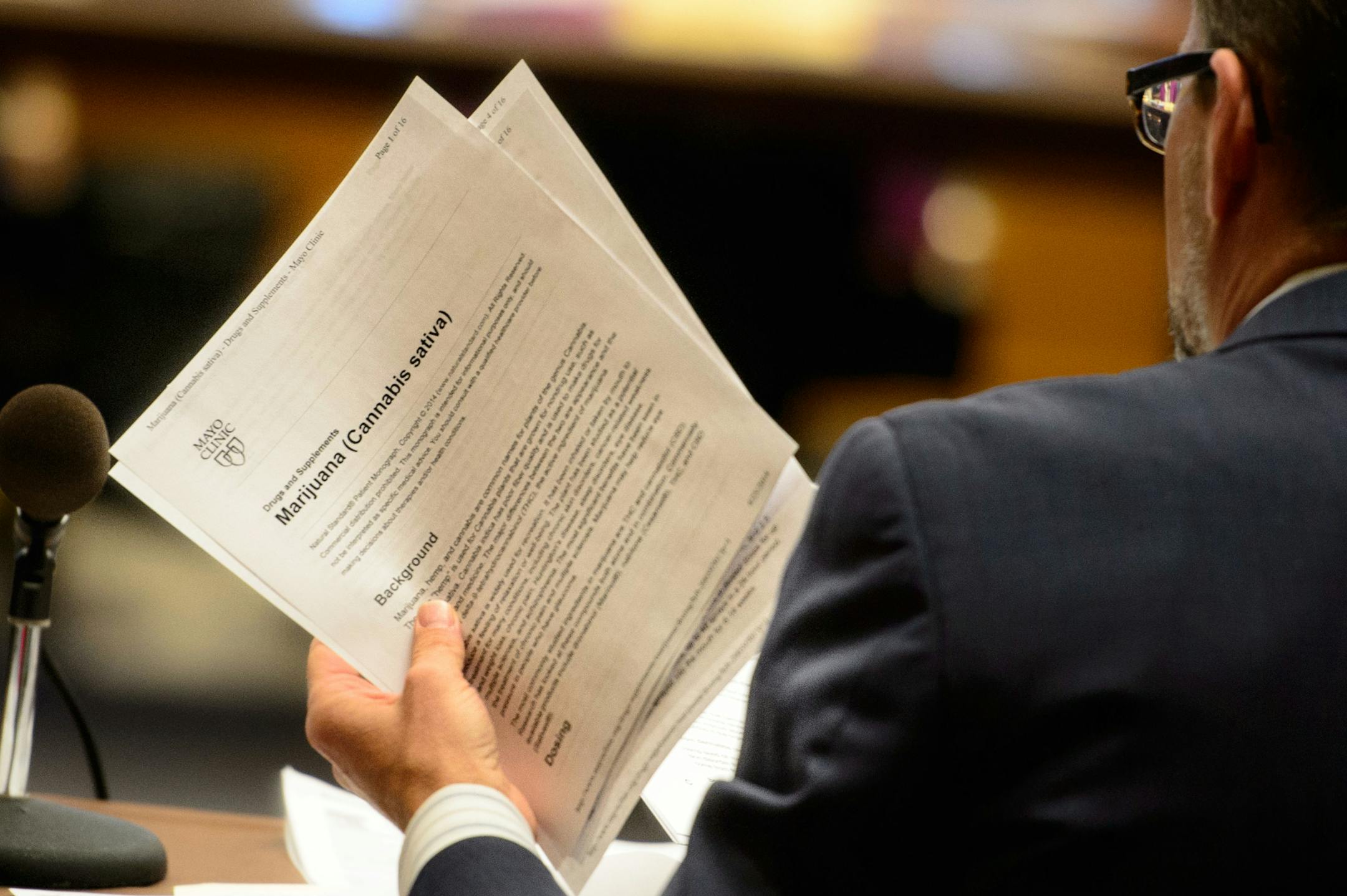 Senator Scott Dibble answered Sen. Carla Nelson's assertion that Minnesota would become "the Wild West of medicine" with a 16-page study on cannabis by the Mayo Clinic. The Senate Health and Human Services Committee voted 7-3 to allow patients with certain medical conditions to obtain a doctor's prescription and obtain small amounts of marijuana on Friday April 25, 2014.