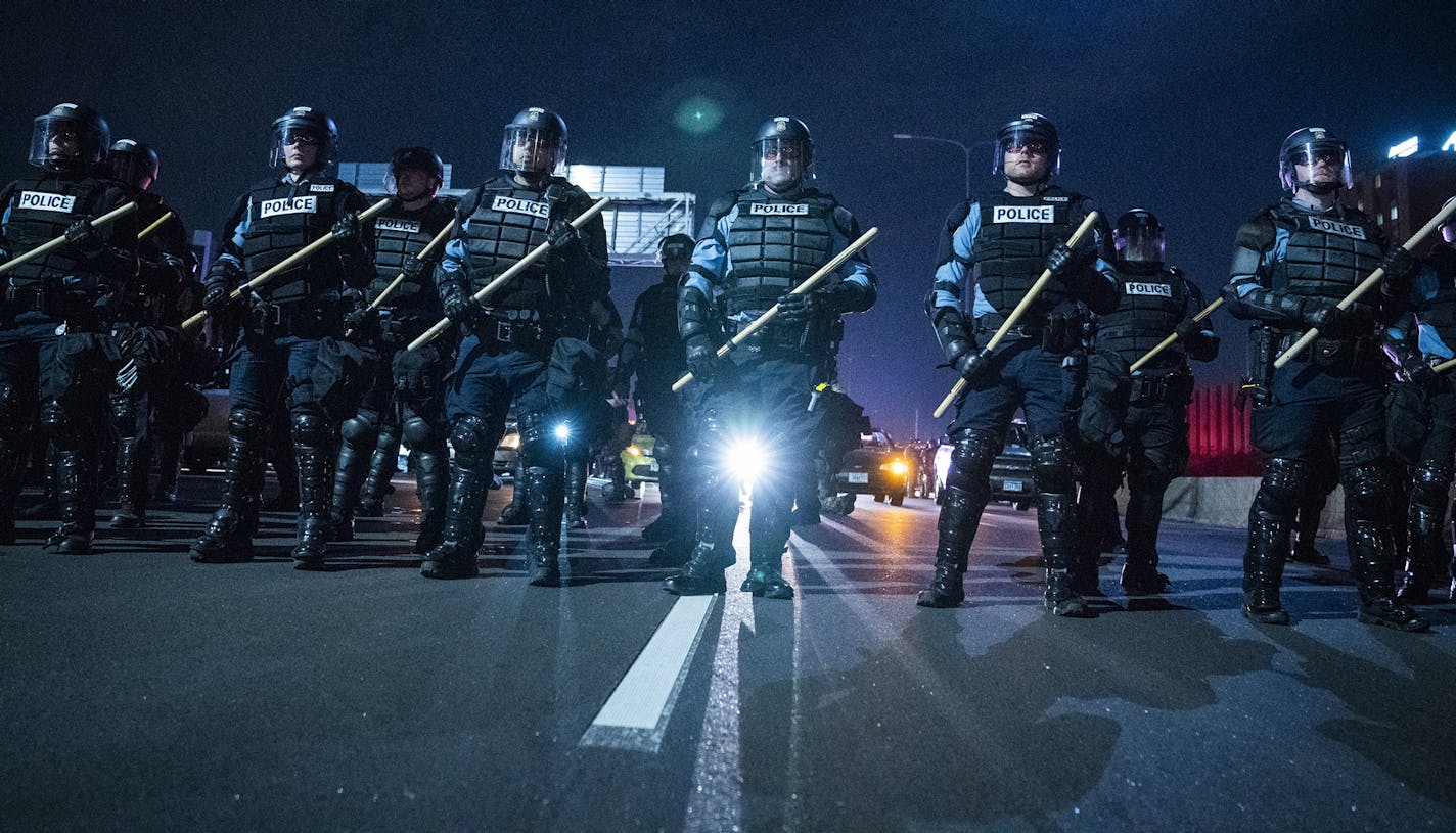 Minneapolis Police during the National Day of Protest rally on November 4, 2020.