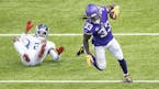 Minnesota Vikings running back Dalvin Cook ran for a first down leaving Tennessee Titans cornerback Malcolm Butler on his back in the third quarter as