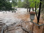 Shown in a Department of Natural Resources' post June 20, parts of Gooseberry Falls State Park were shut down owing to flooding.