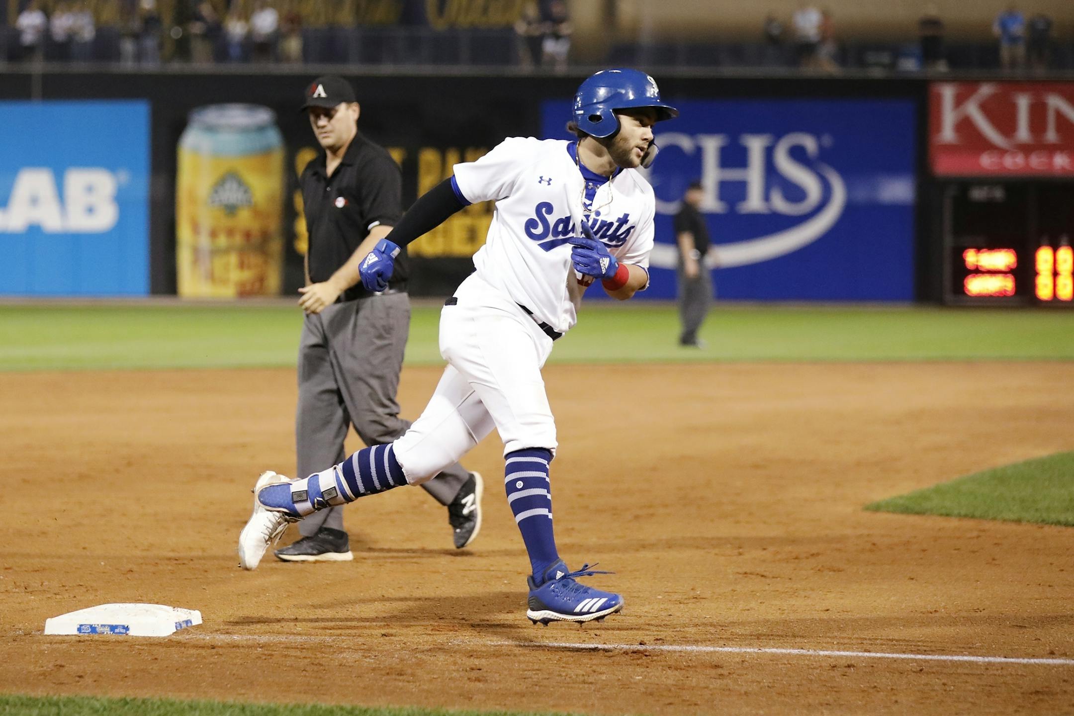 Saint Paul's Dante Bichette Jr. rounds third base after hitting a home run in the sixth inning.