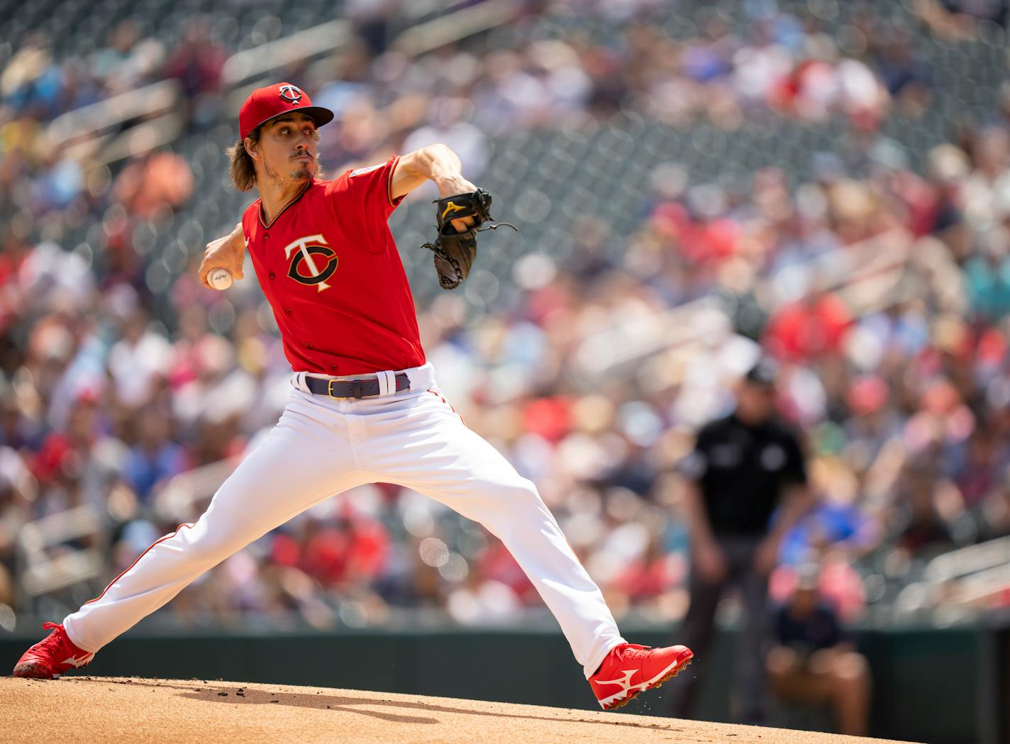 Minnesota Twins starting pitcher Joe Ryan (41) throwing to Colorado in the first inning Sunday afternoon, June 26, 2022 at Target Field in Minneapolis. The Minnesota Twins faced the Colorado Rockies in an interleague MLB baseball game. ] JEFF WHEELER • Jeff.Wheeler@startribune.com