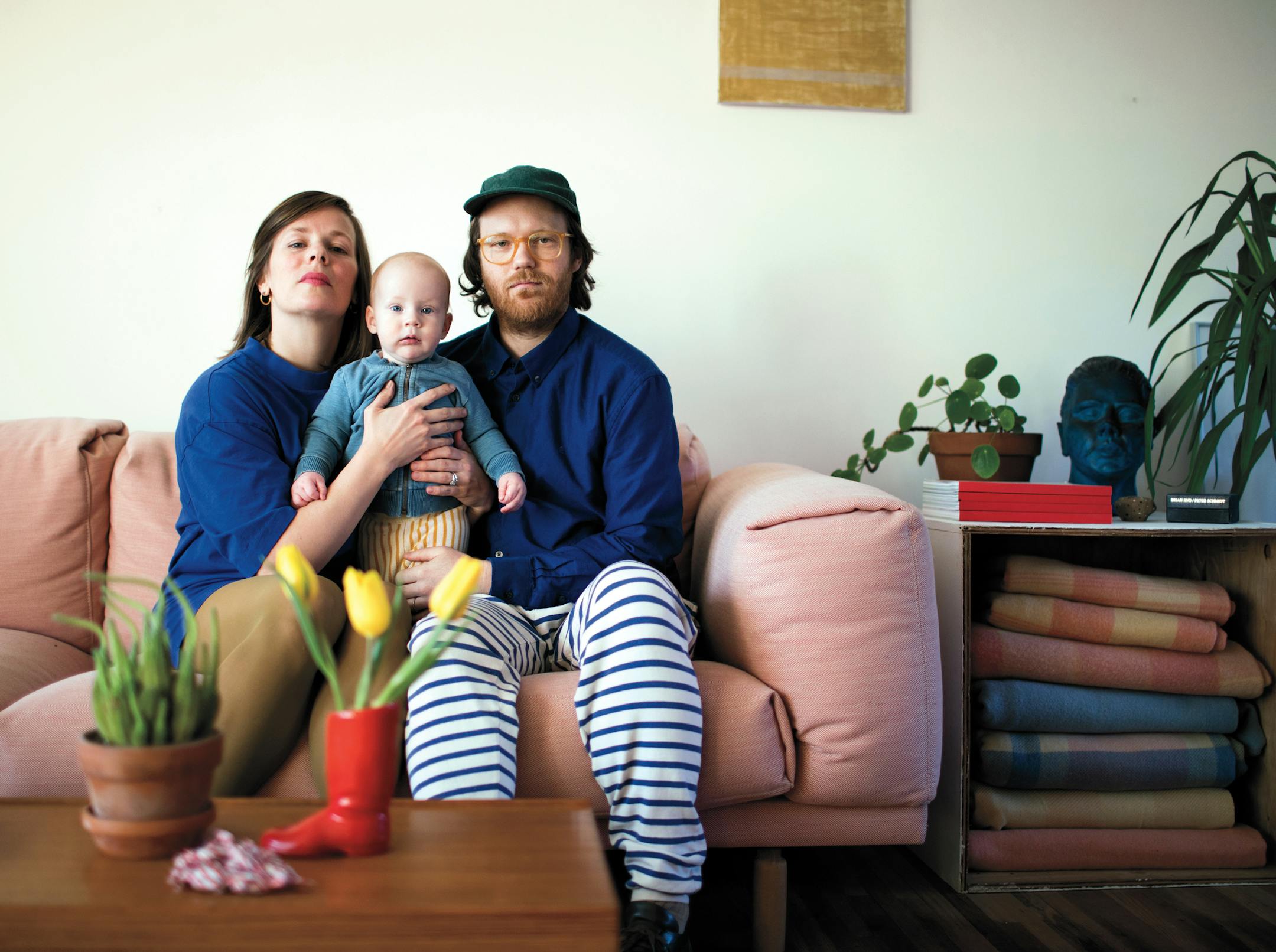 Artists Christina and Frank Lyon with their 8-month-old son, Issa.