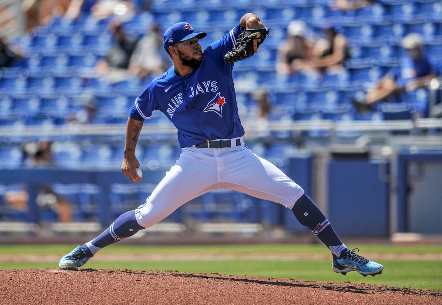 Simeon Woods Richardson, pitching for Toronto during spring training in 2021, was acquired in the Jose Berrios trade 14 months ago. He will pitch for the Twins before the end of the season.