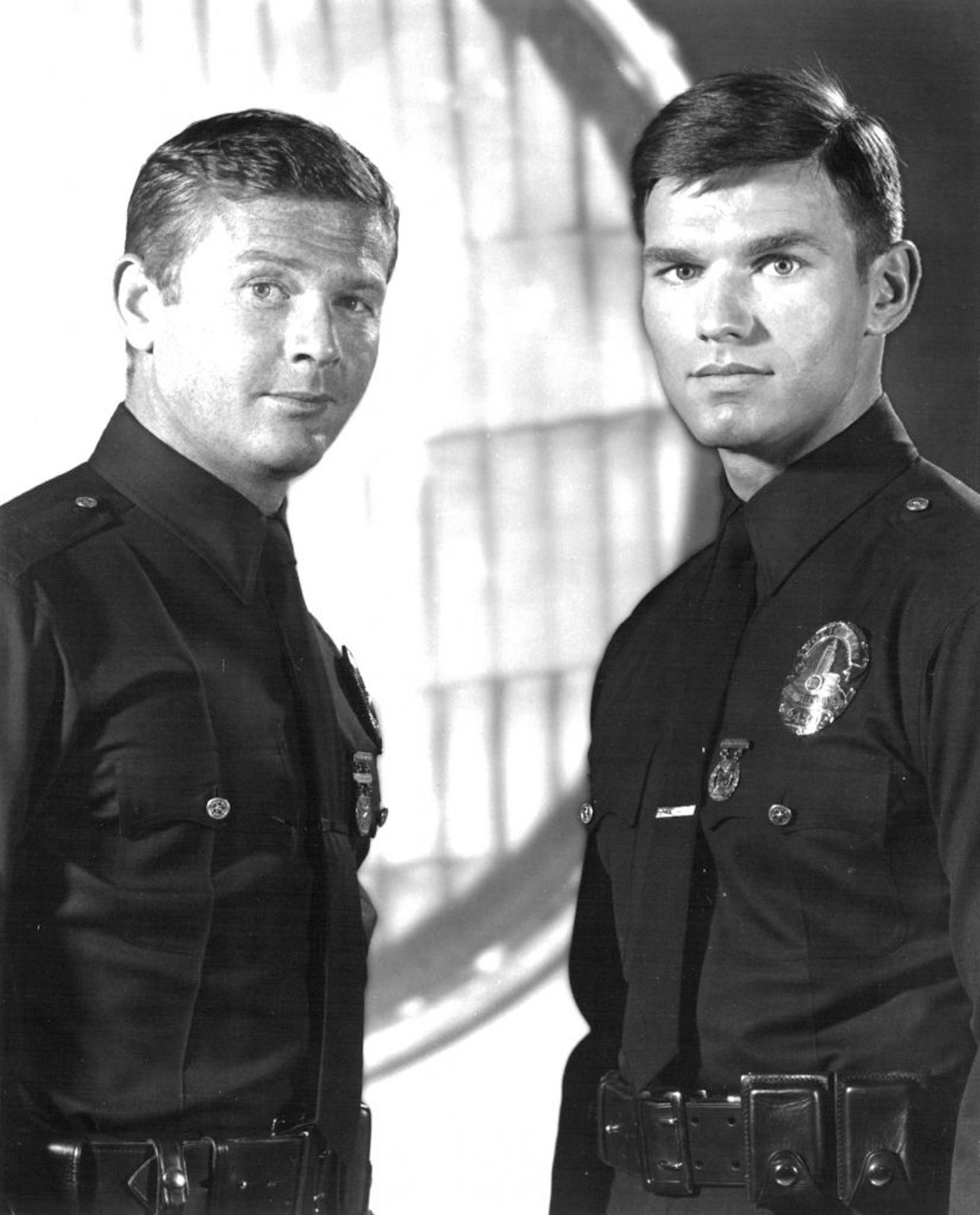 Martin Milner (left) and Kent McCord starred as police officers Pete Malloy and Jim Reed on "Adam-12," which aired on NBC from 1968 to 1975. Milner died Sunday, Sept. 6, 2015, at age 83.