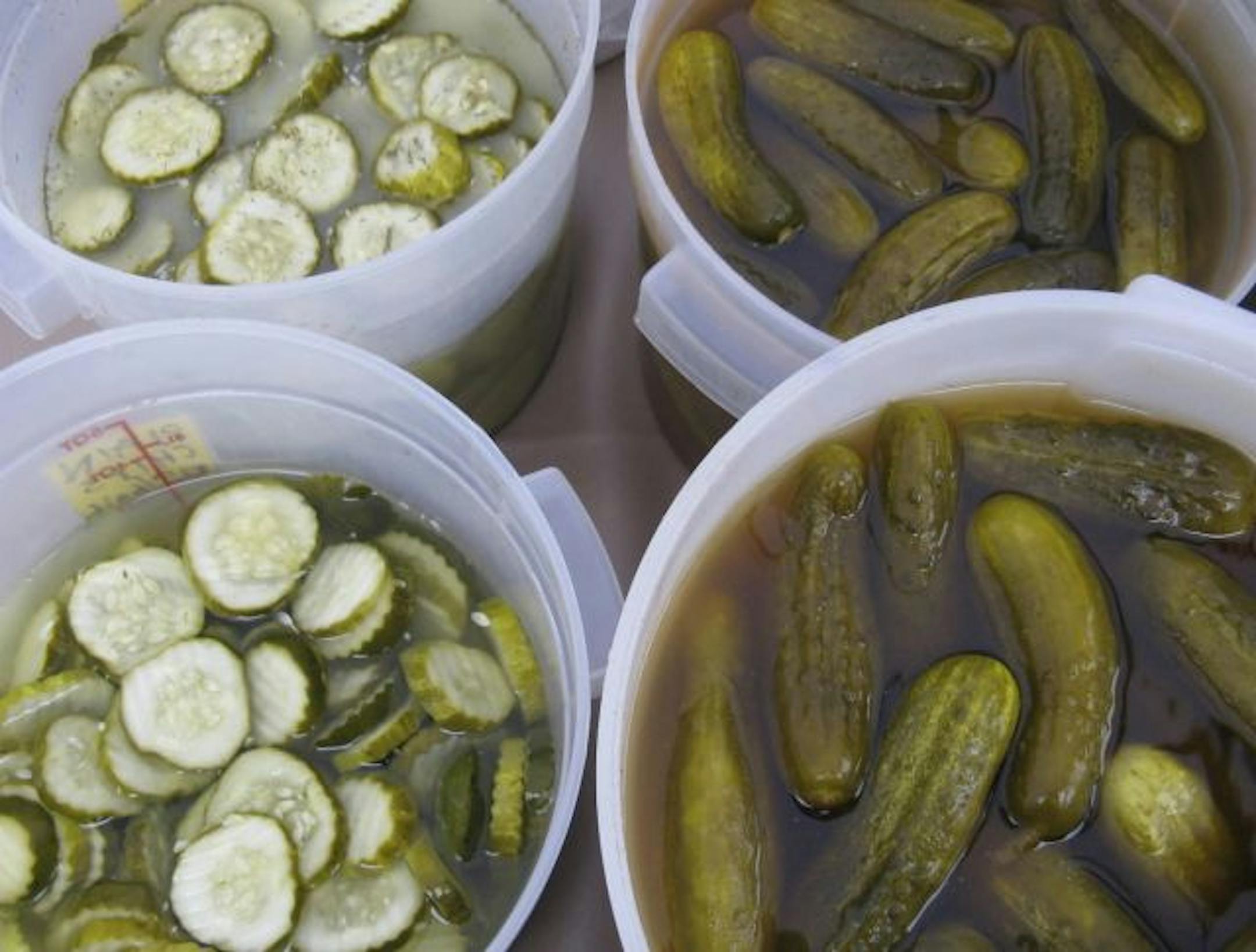 George St. Martin's pickle stand at the Minneapolis Farmers Market on Nicollet Mall.