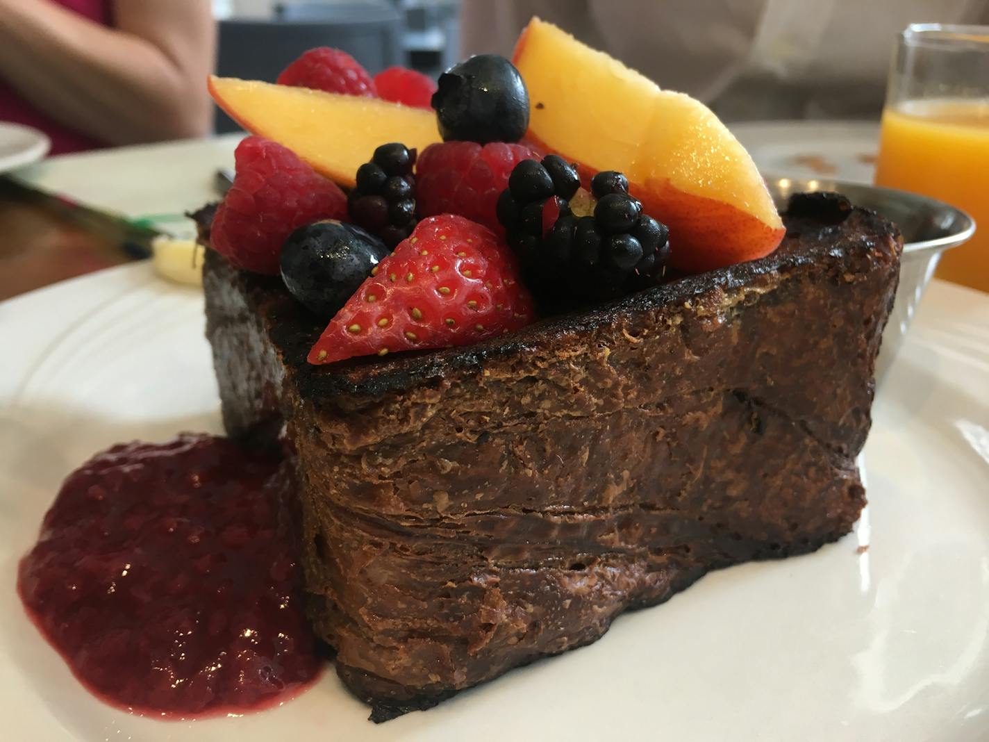 Laminated brioche French toast at Rose Street Cafe, caramelized and served with seasonal housemade jam