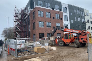 The Ovation apartments in Hopkins, which should finish building this fall.