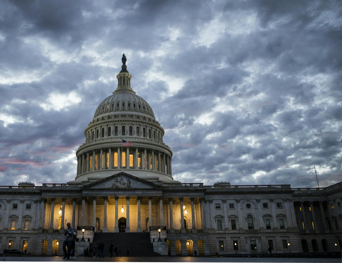 The U.S. Capitol at sunset on the day of the 2018 midterm elections.