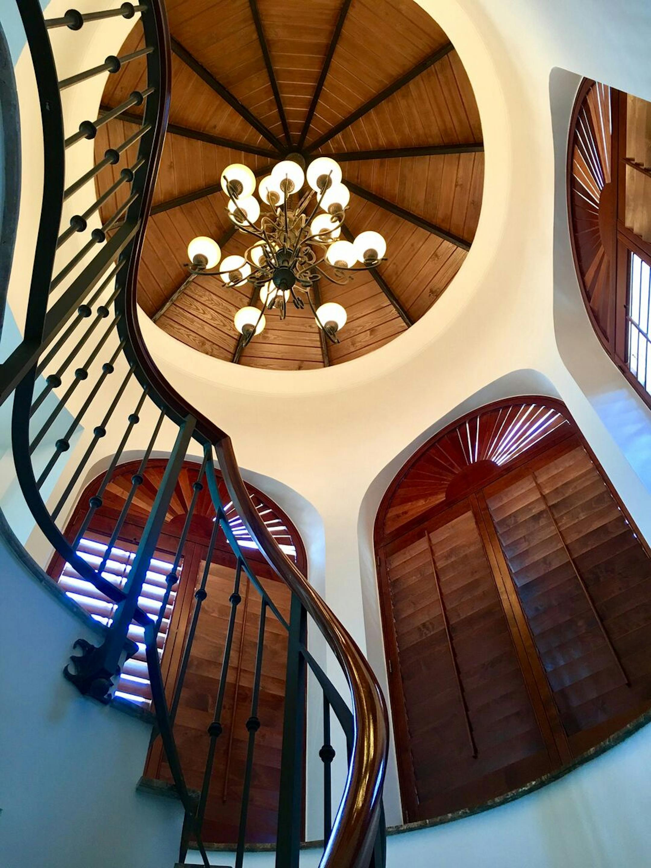 A winding staircase in Prince's island retreat.