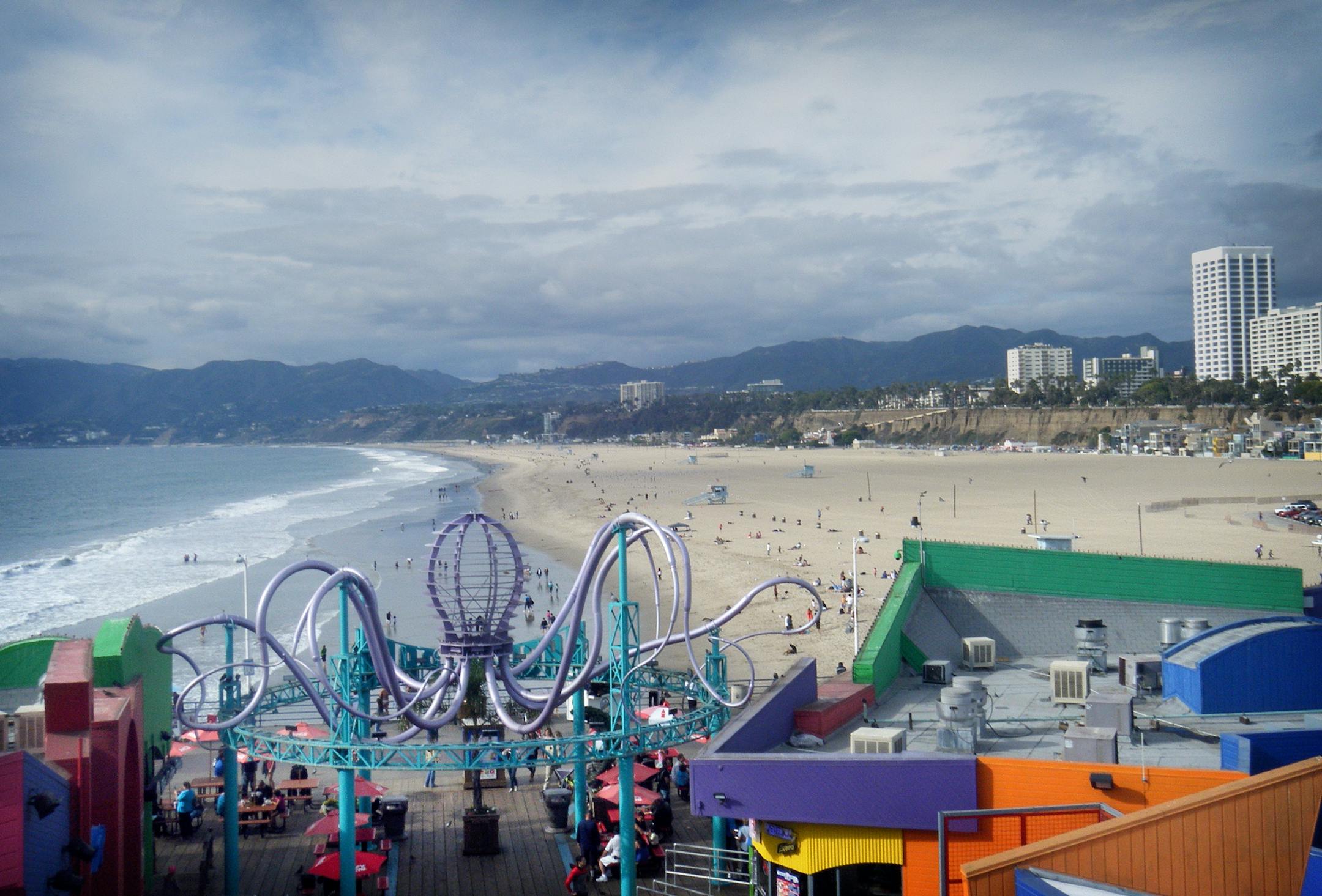 From atop the ferris wheel on the historic Santa Monica Pier, you can see Venice to the south, Pacific Palisades to the north