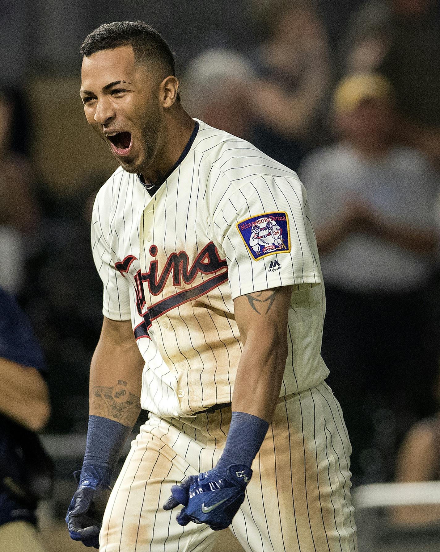 Eddie Rosario made his way to home plate after hitting a walk off 2-run home run in the tenth inning to win the game. Minnesota beat San Diego 3-1. ] CARLOS GONZALEZ &#xef; cgonzalez@startribune.com - September 13, 2017, Minneapolis, MN, Target Field, MLB, Minnesota Twins vs. San Diego Padres