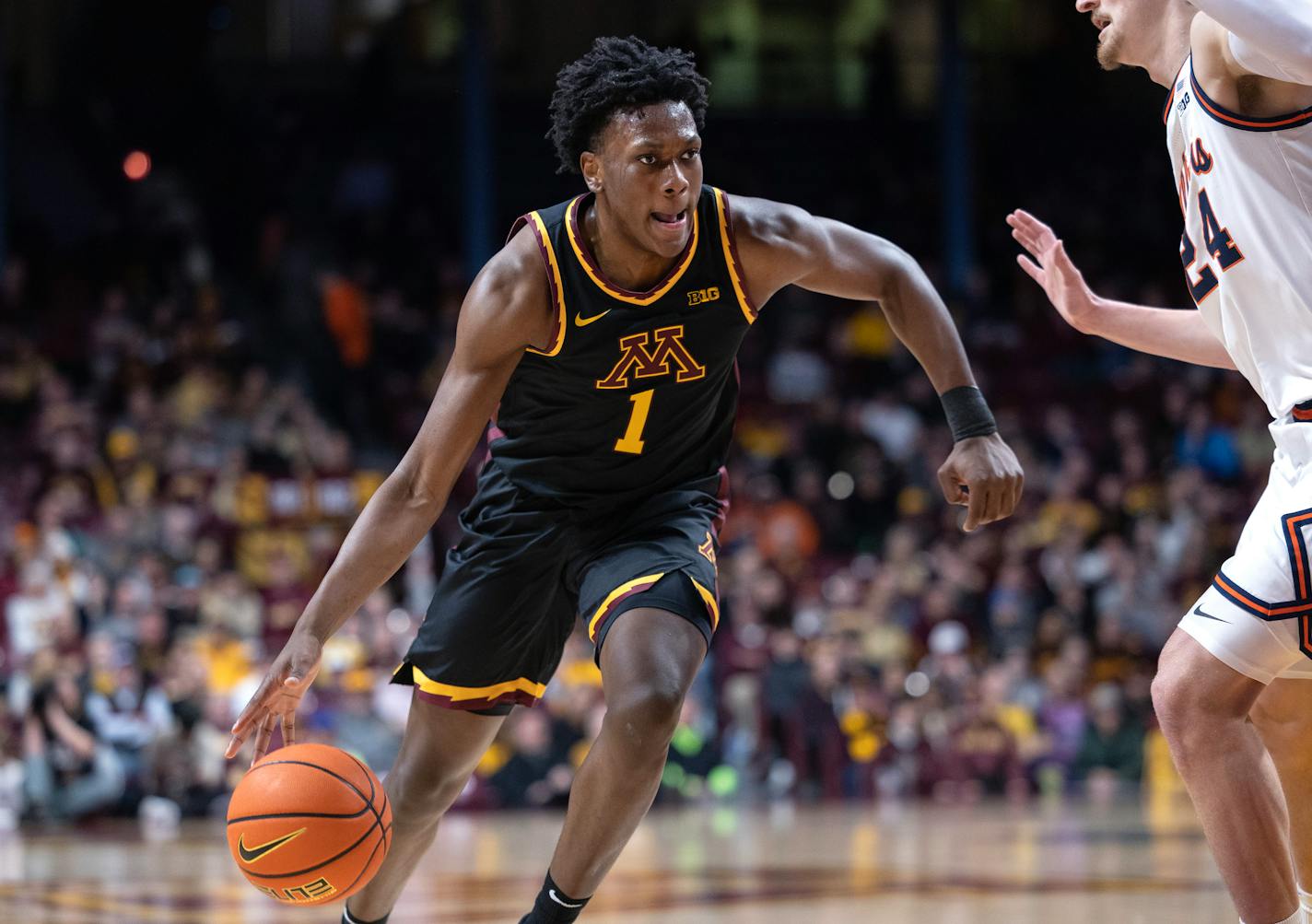 Joshua Ola Joseph (1) of the Minnesota Gophers Monday, Jan. 16, 2023, at Williams Stadium in Minneapolis, Minn. ] CARLOS GONZALEZ • carlos.gonzalez@startribune.com.