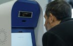 A Clear kiosk at La Guardia Airport in New York, Jan. 27, 2017. Members go to a Clear lane to have their identity verified by fingerprint or iris scan