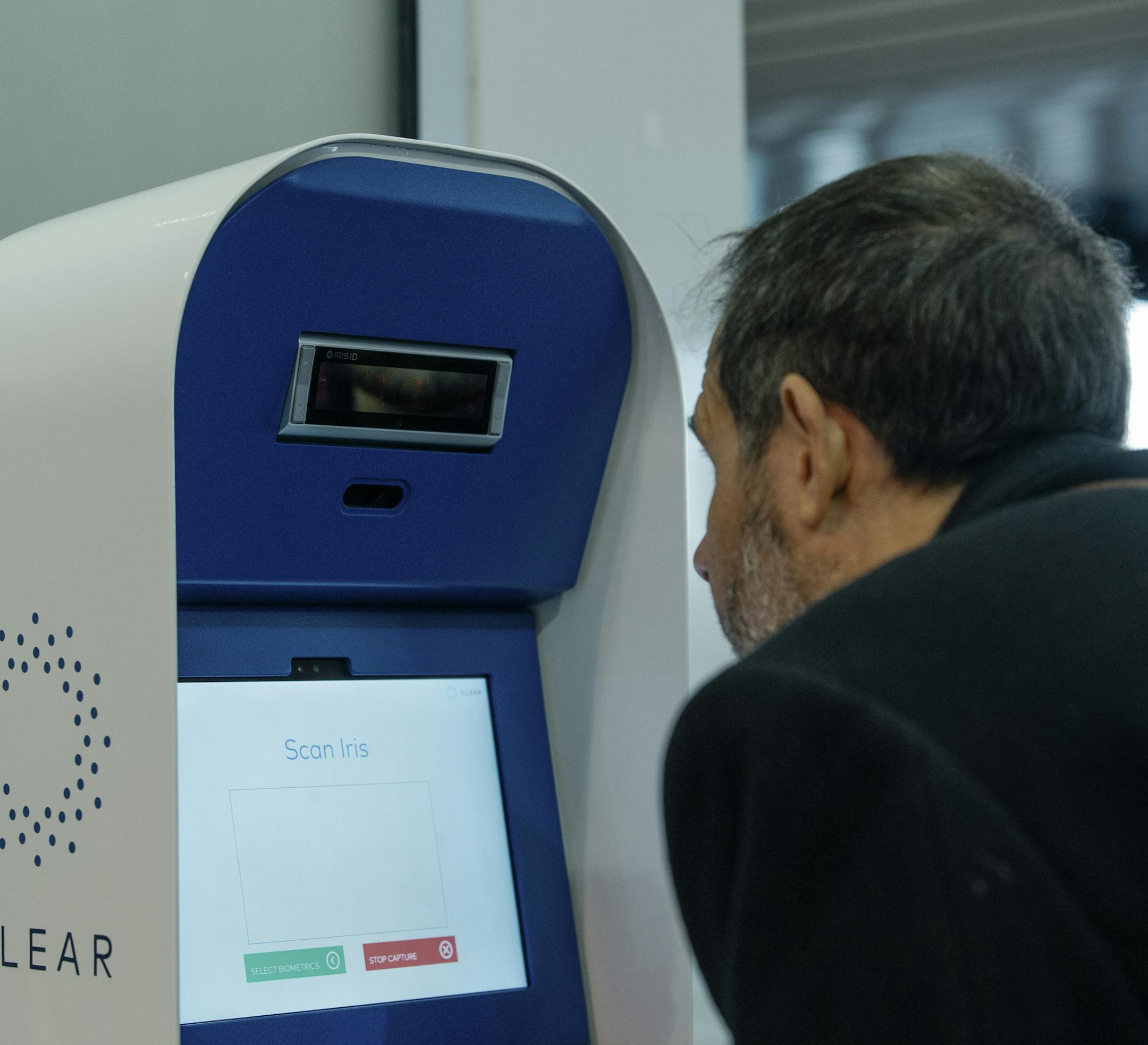 A Clear kiosk at La Guardia Airport in New York, Jan. 27, 2017. Members go to a Clear lane to have their identity verified by fingerprint or iris scan, then move directly to the metal detectors and bag scanners at the security checkpoint. Several fast check-in programs accommodate various domestic and international travelers, and even baseball fans. (Annie Tritt/The New York Times)