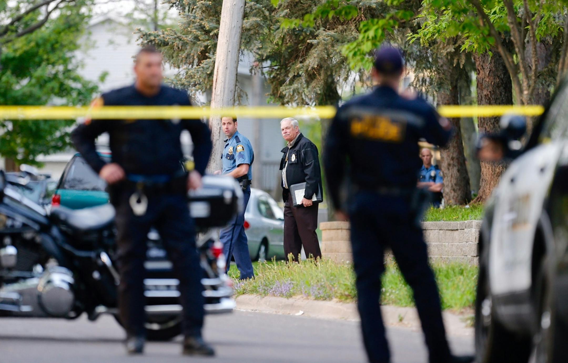 Police investigated the scene of a shooting at Acker and Buffalo Streets in St. Paul Monday morning.