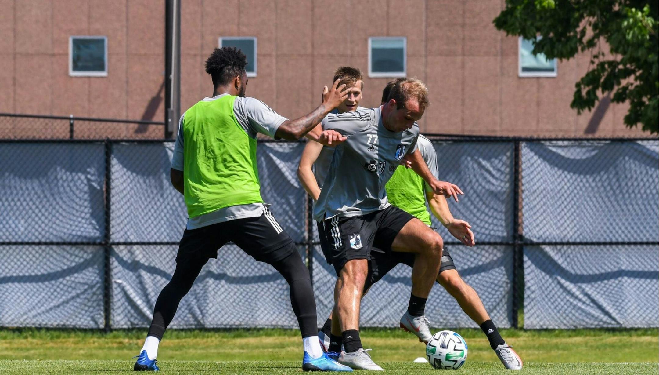 Minnesota United's Chase Gasper controlled the ball in a recent training session with teammates at the National Sports Center in Blaine. The Loons canceled Sunday night's scheduled scrimmage with Columbus because of what a team spokesman called an "overabundance of caution" regarding COVID-19.