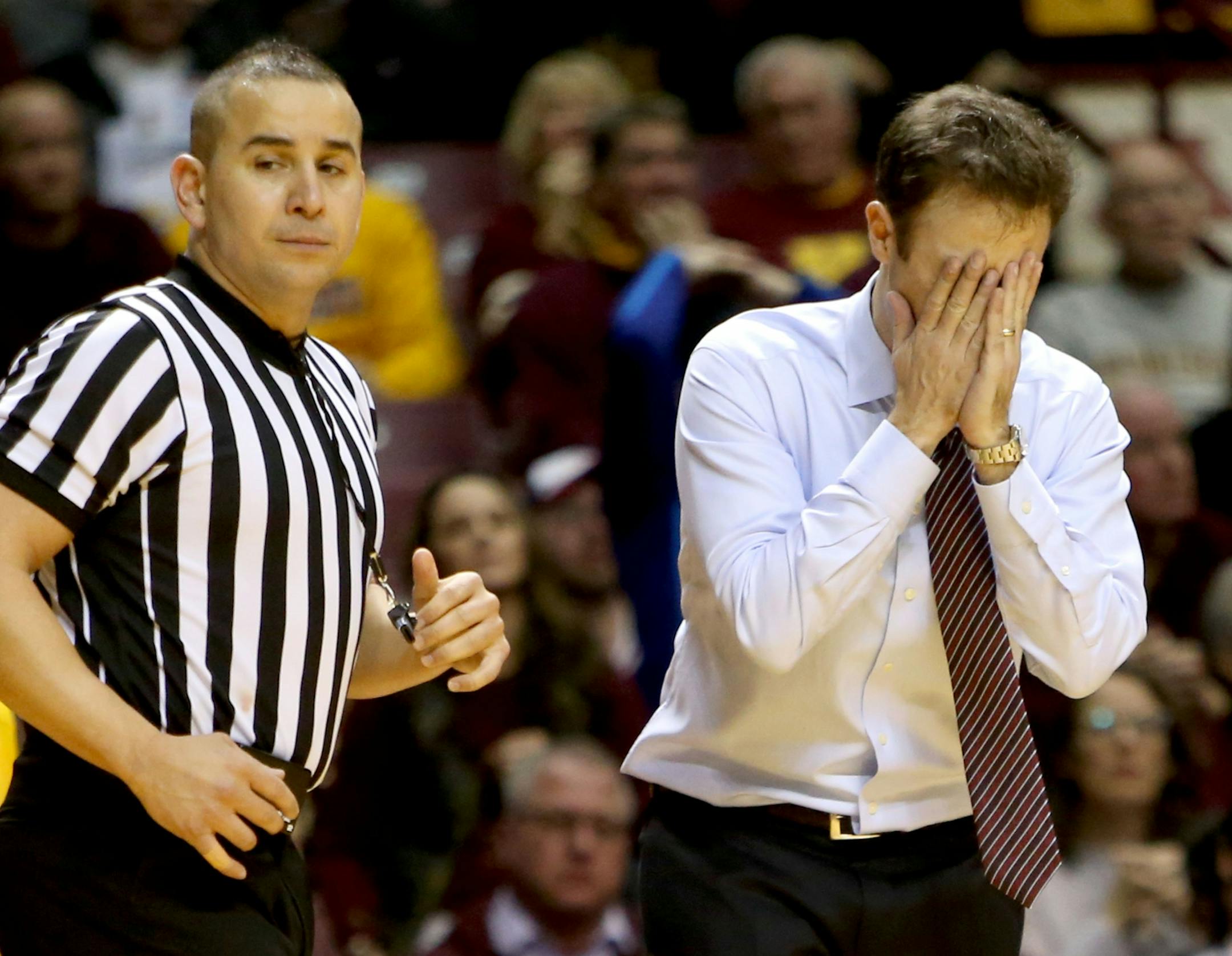University of Minnesota coach Richard Pitino during the second half of the Indiana game.