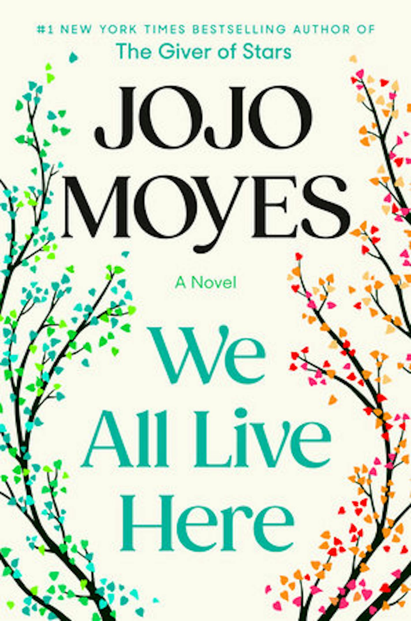 Cover of We All Live Here is an illustration of two branches of trees