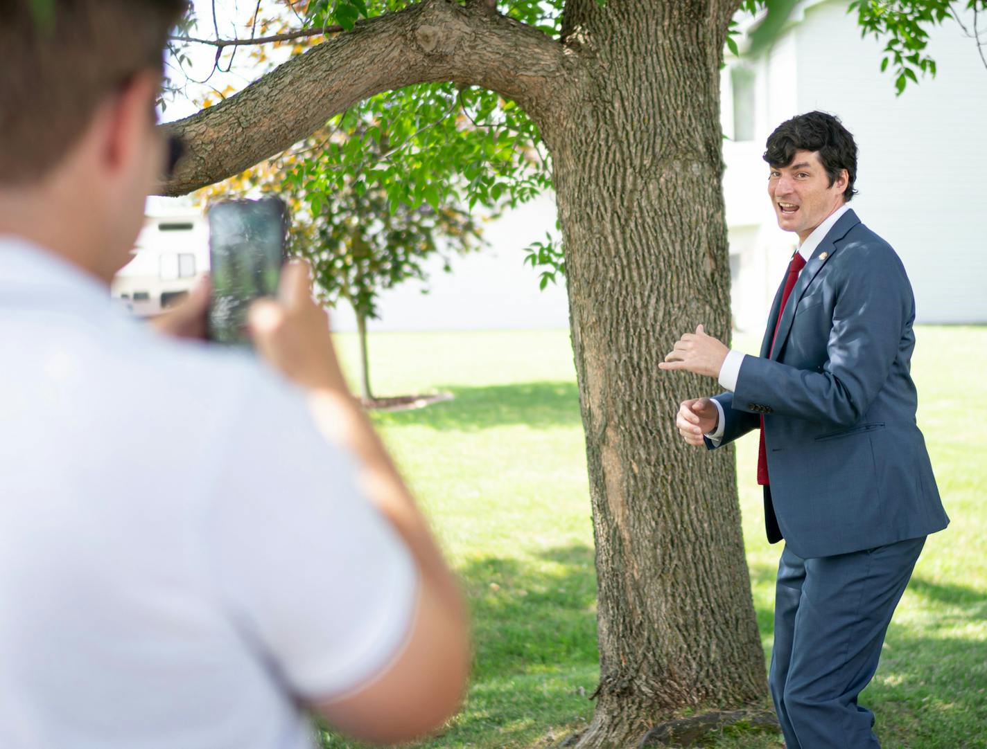 To the beat of Justin Timberlake's song "Suit & Tie," state Sen. Matt Little danced out from behind a tree in his front yard as campaign staffer Kristian Evans recorded a TikTok video on his iPhone.