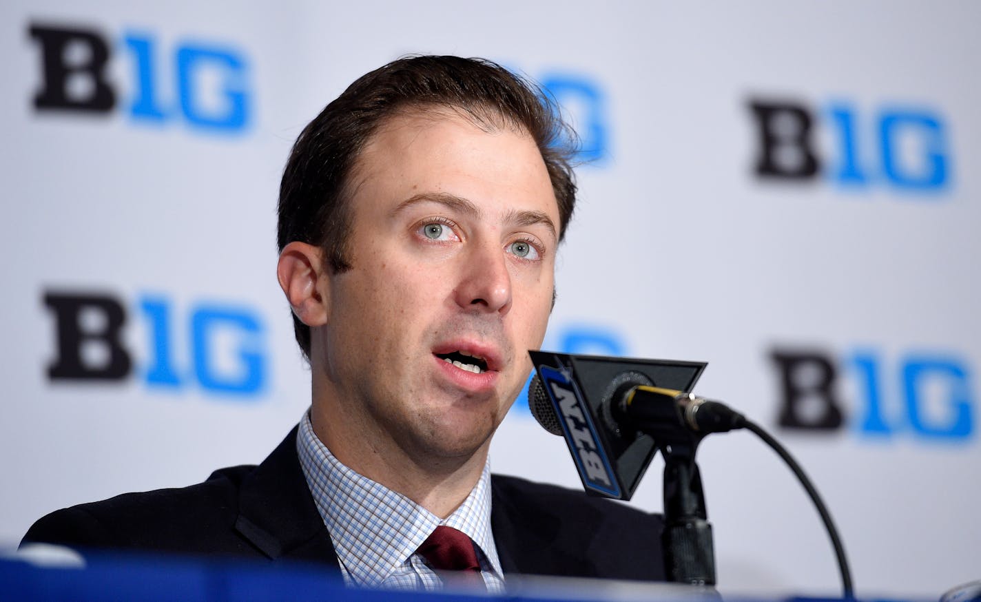 Minnesota head coach Richard Pitino speaks at a press conference during Big Ten NCAA college basketball media day, Thursday, Oct. 13, 2016, in Washington. (AP Photo/Nick Wass)