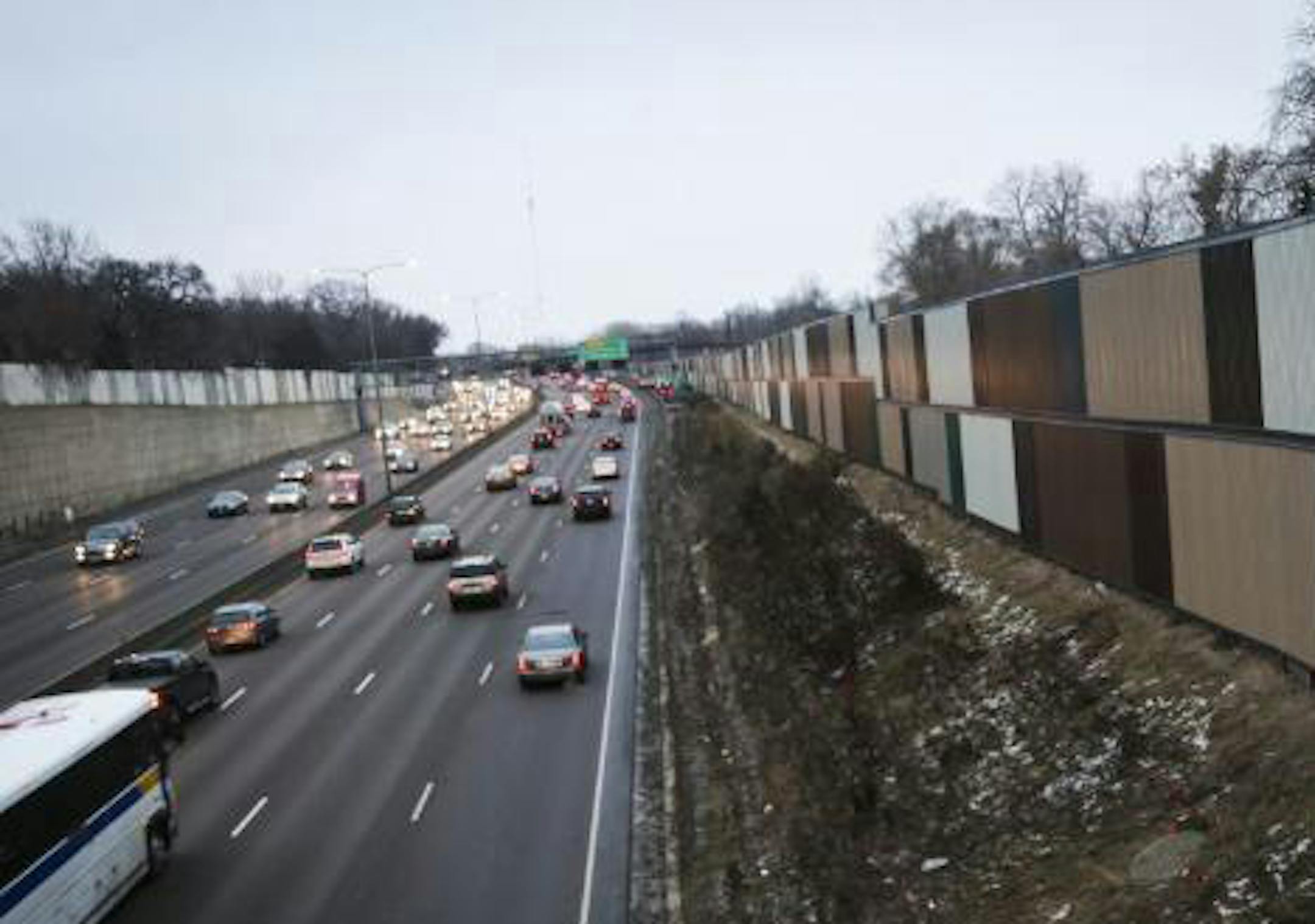Noise-reduction wall on Interstate 94 near Hwy 280.