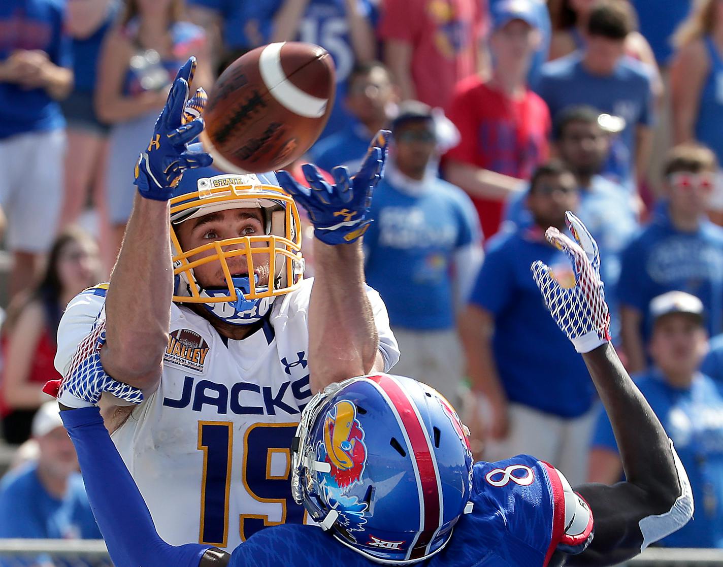 Wide receiver Jake Wieneke of Maple Grove has 43 touchdown catches at South Dakota State. (AP Photo by Charlie Riedel).