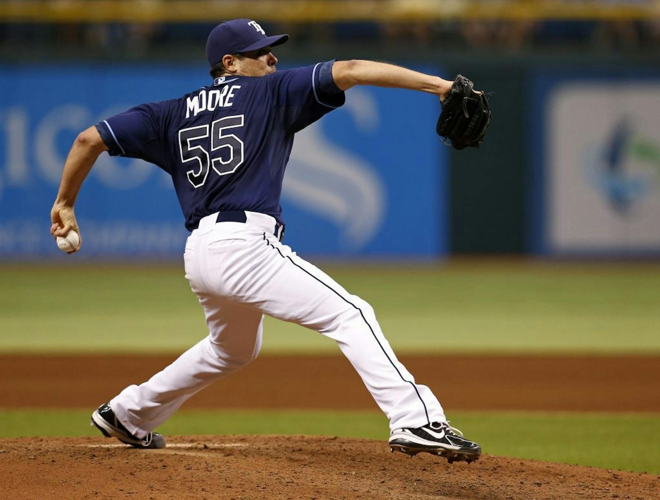 Tampa Bay Rays starting pitcher Matt Moore throws during the sixth inning of a baseball game against the Minnesota Twins Thursday, July 11, 2013, in St. Petersburg, Fla.