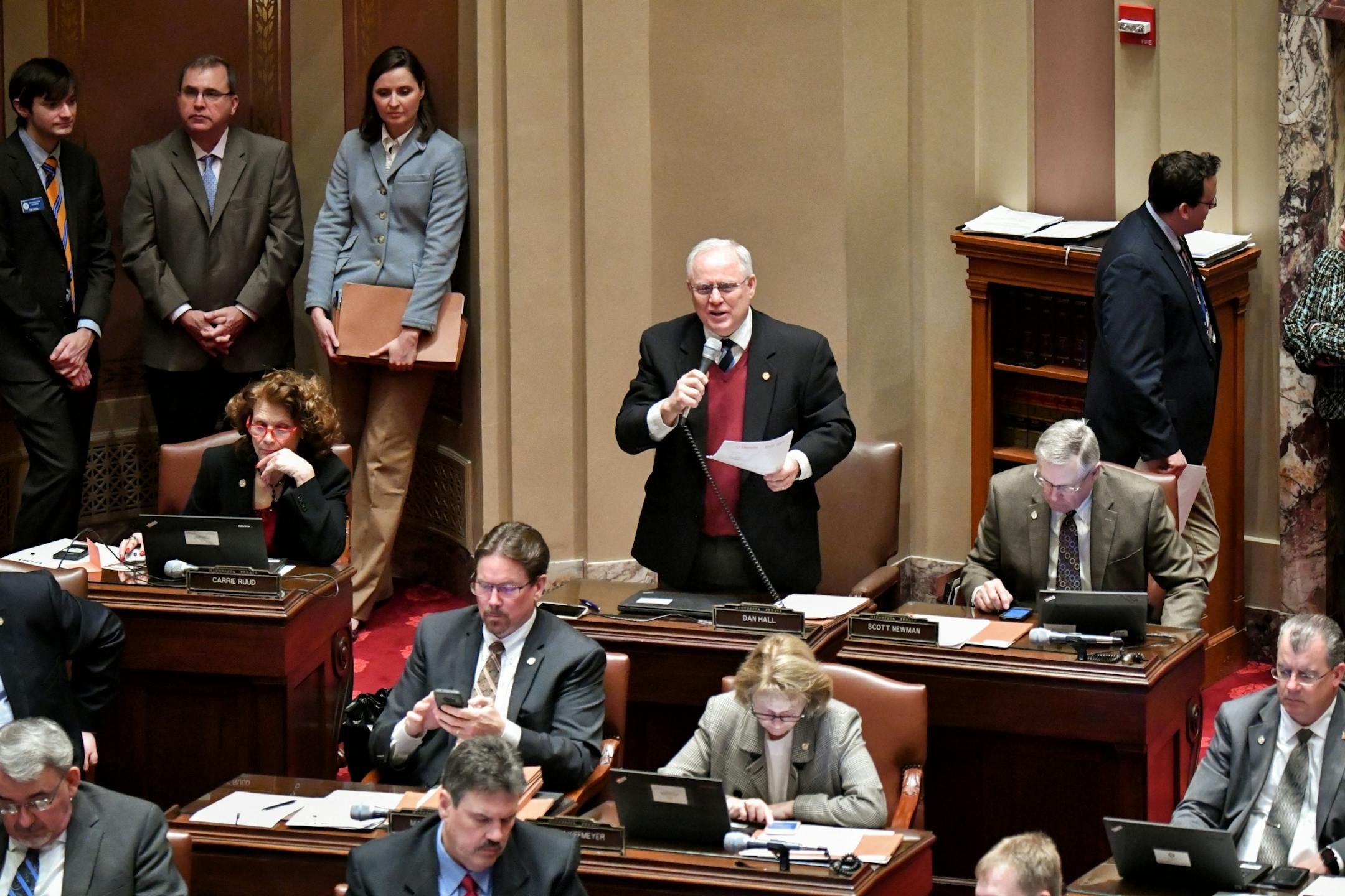 Senator Dan Hall, R-Burnsville, a minister said he is against liquor but would change his vote to Yes because it allows "Freedom" which is more important.