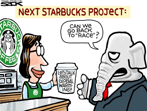 Sack cartoon: Starbucks message-making