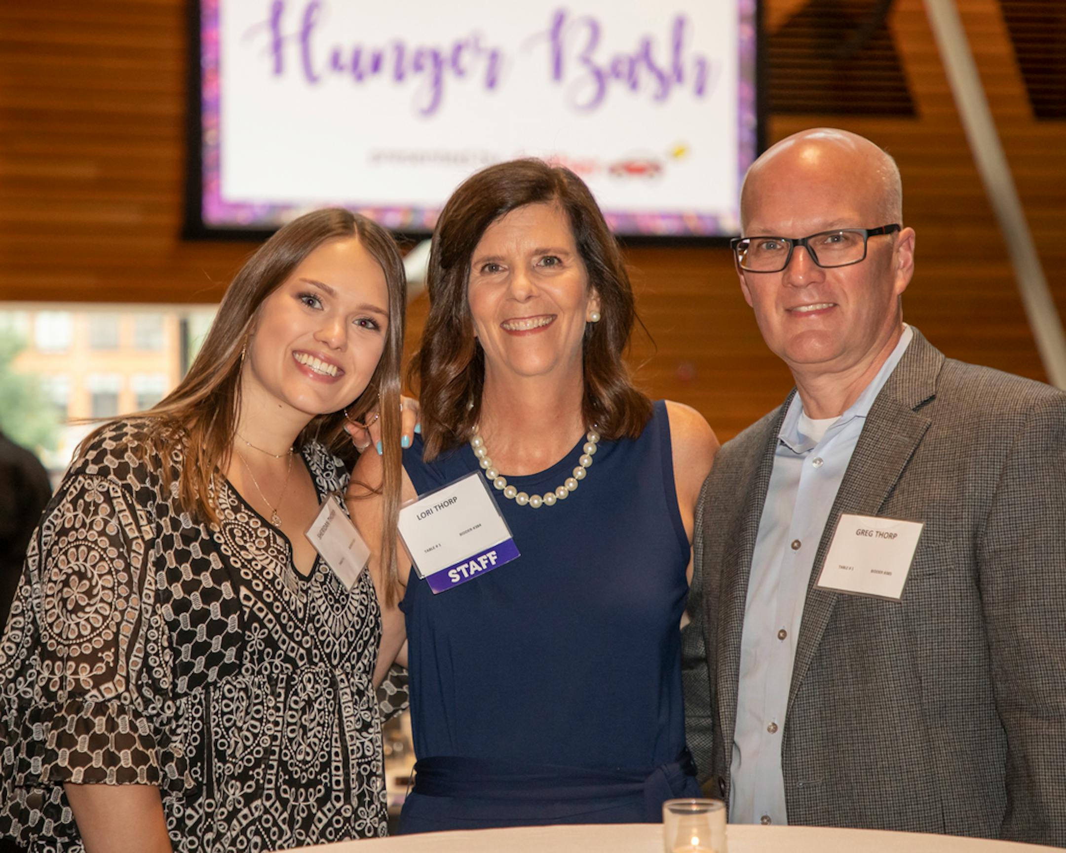 Sheridan, Lori & Greg Thorp at the 2019 Hunger Bash.