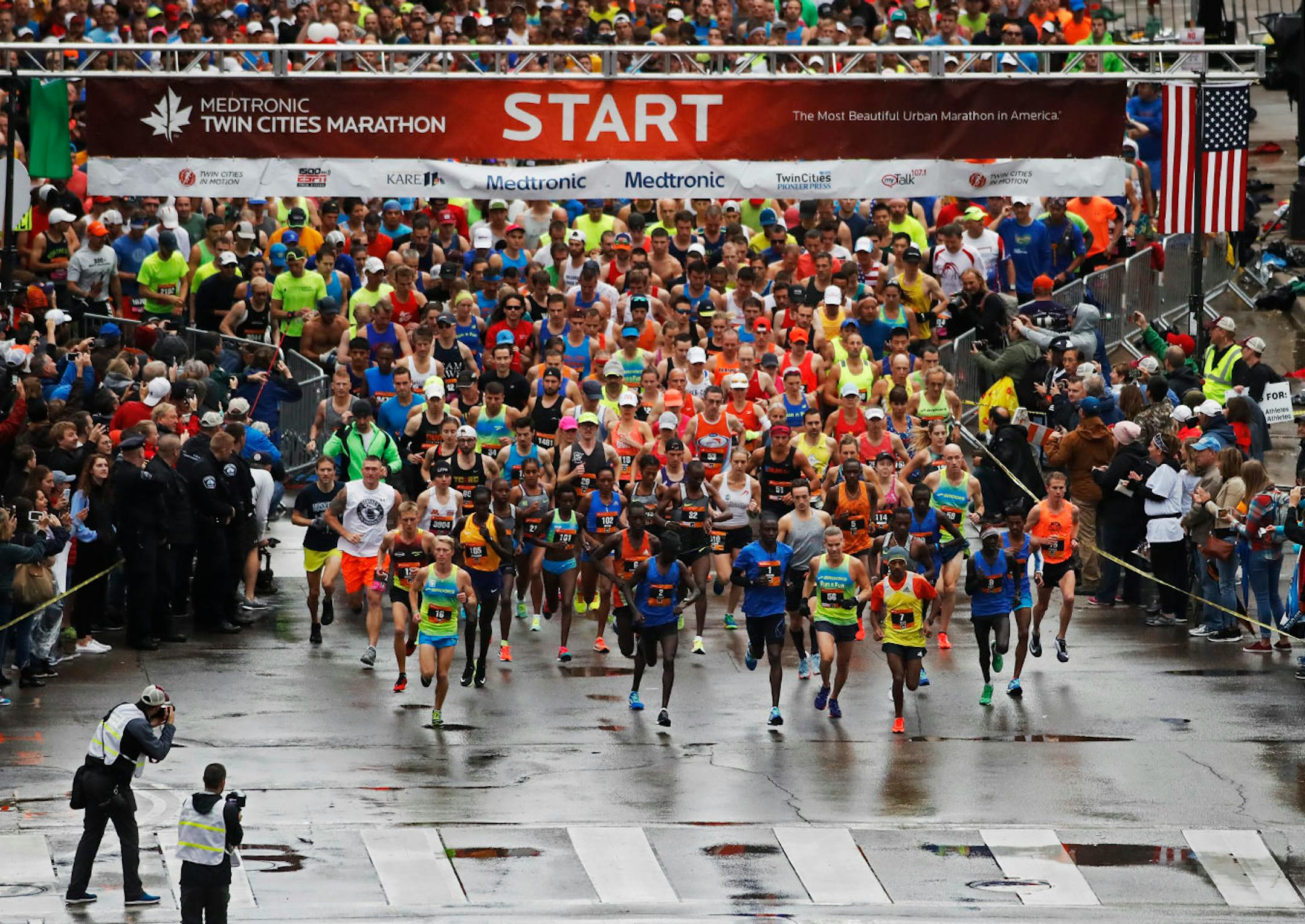 The elite runners were off in the TC Marathon.