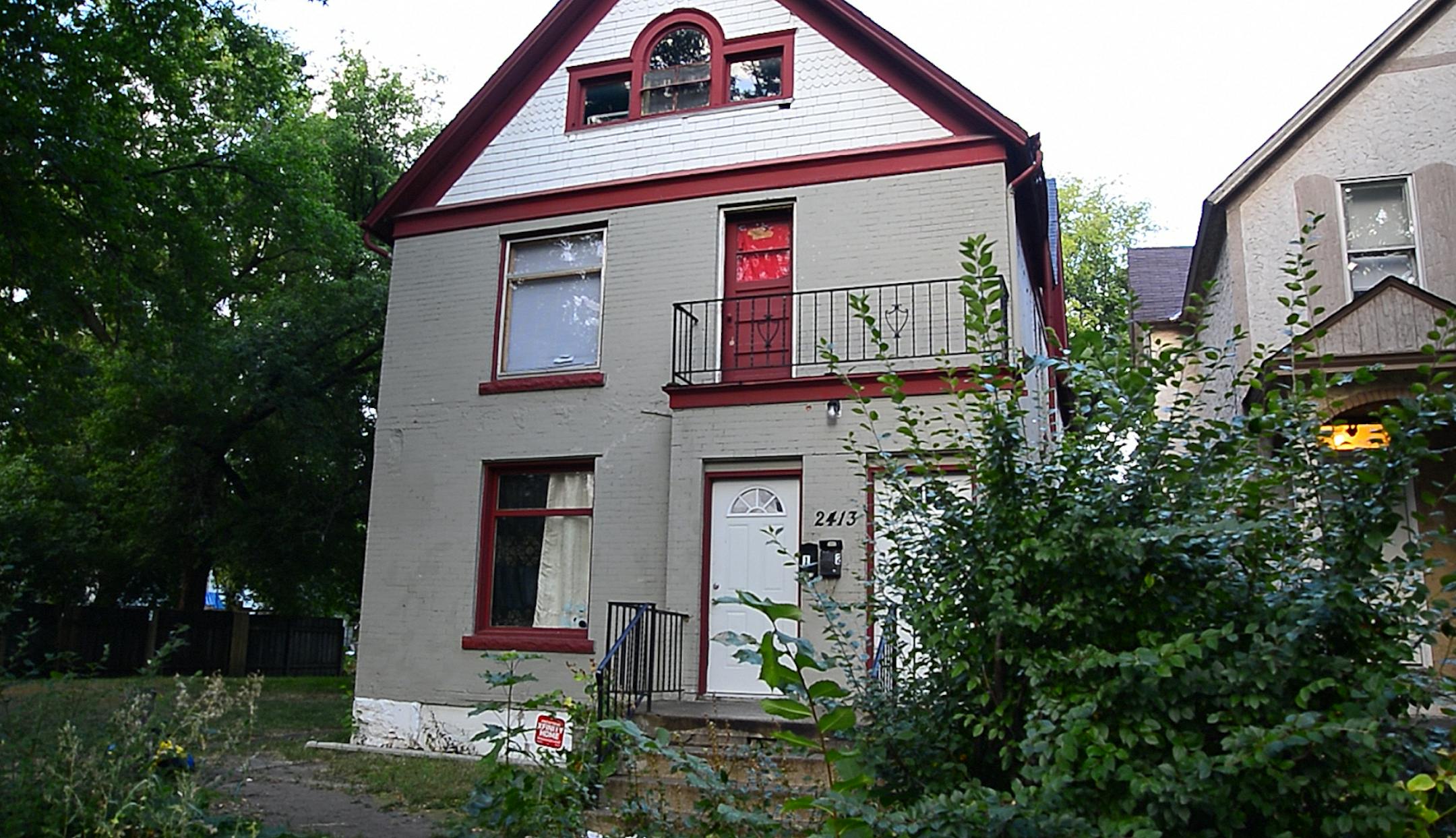 Scene on the 2400 block of Emerson Ave N. where a 2-month-old boy was struck by a bullet and critically injured Thursday night.