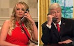 Stormy Daniels joined Alec Baldwin's Donald Trump in a star-studded opening skit on "Saturday Night Live."