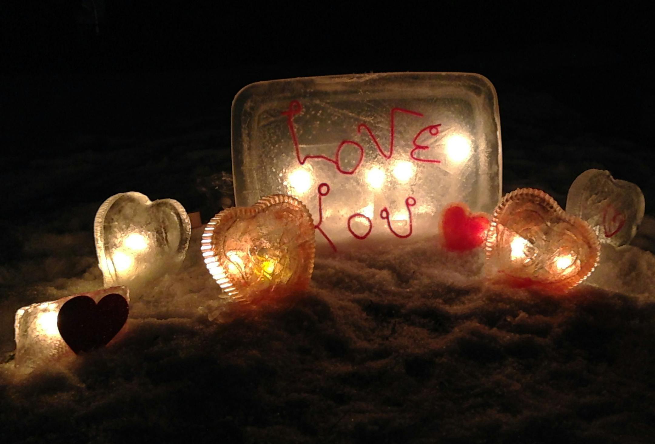 Photo provided by Audrey Colasanti The ice sculpture rejected by the Luminary Loppet, rebuilt at the creator's home with its remaining pieces.