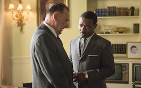 Left to right: Tom Wilkinson plays President Lyndon B. Johnson and David Oyelowo plays Dr. Martin Luther King, Jr. in SELMA, from Paramount Pictures, 