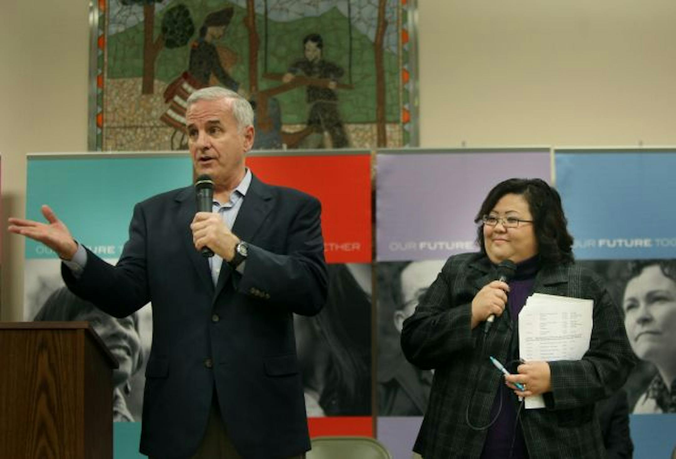 TakeAction Minnesota's Hmong Organizing Program hosted gubernatorial candidate Mark Dayton, and state legislative candidates Rena Moran and John Harrington, at a large-scale community event on St. Paul's East Side to meet with members of Minnesota's Hmong community and organize on behalf of Dayton in the general election. Dayton, who is TakeAction's endorsed candidate for Governor, is the only candidate with substantial support in the Hmong community.