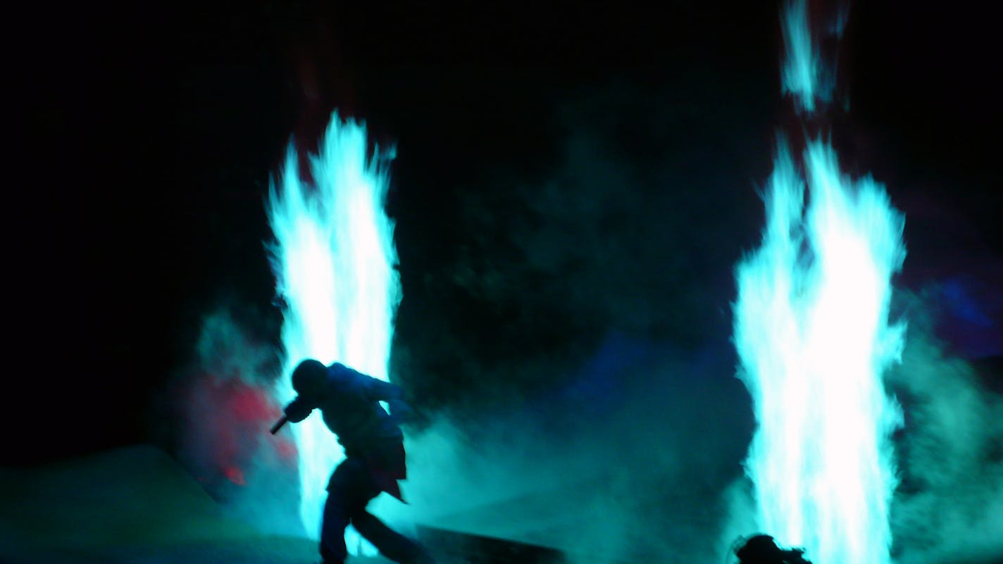 Kanye West performs at New York's Madison Square Garden on Tuesday, May 13, 2008. Rihanna, N.E.R.D. and Lupe Fiasco opened.