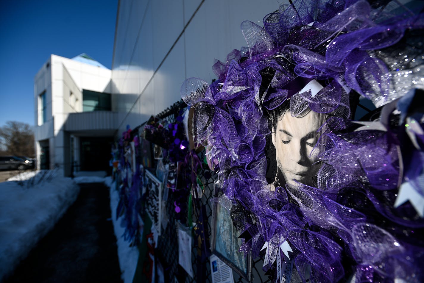 The memorial fence out front of Paisley Park Thursday. ] AARON LAVINSKY &#x2022; aaron.lavinsky@startribune.com Report on the first day of Celebration 2018 at Paisley Park where Prince fans from around the world gathered for tours, live music and panel discussions inside. We photograph the memorial wall inside the fence at Paisley park on Thursday, April 19, 2018 in Chanhassen, Minn.