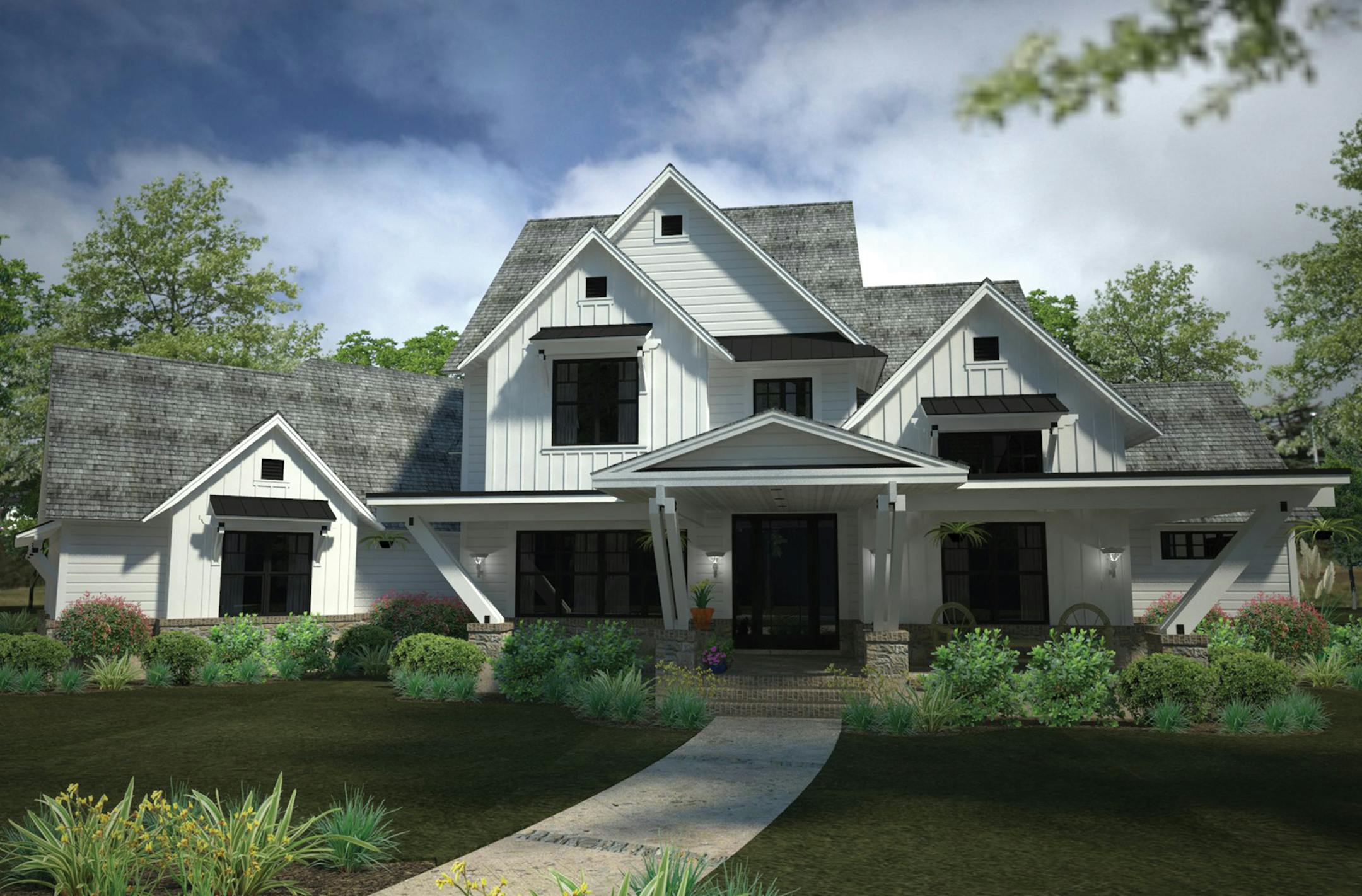 A new-fashioned farm house. PLAN080617